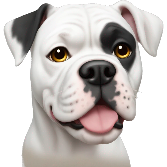 White American bulldog with black ears ￼ emoji