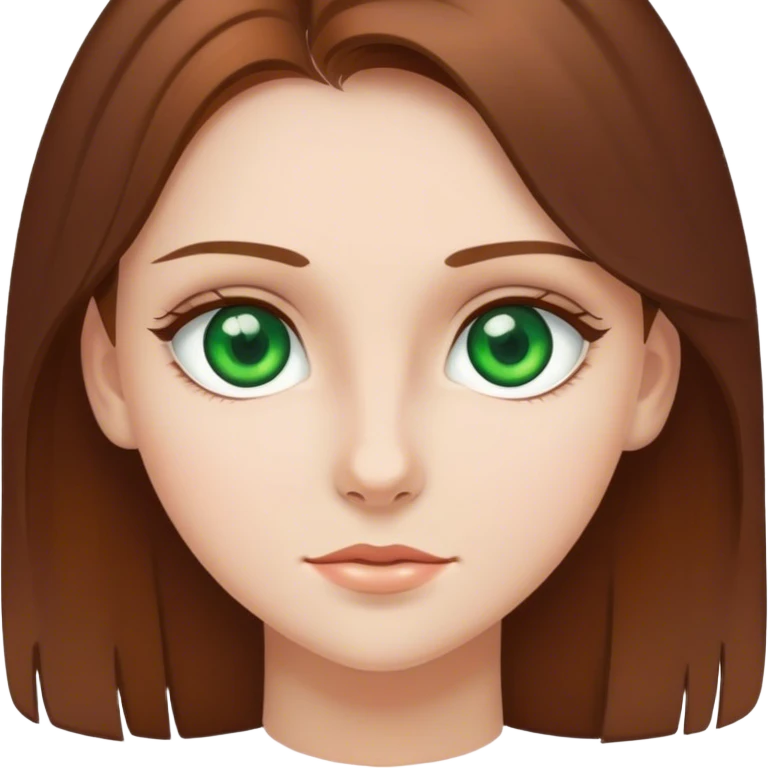 A girl with green eyes and brown hair wants emoji