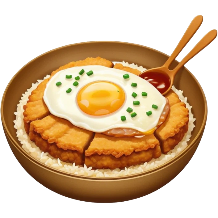 katsudon in a bowl with sauce on top emoji