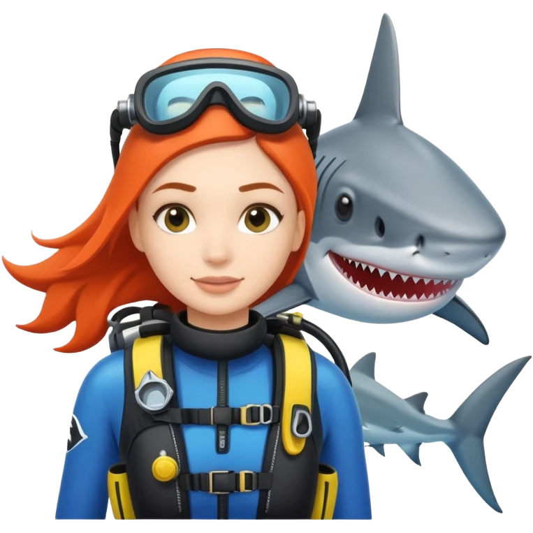 A scuba girl and a shark emoji