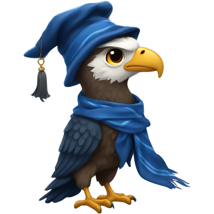 Ravenclaw eagle wearing Ravenclaw scarf and hat Hogwarts emoji
