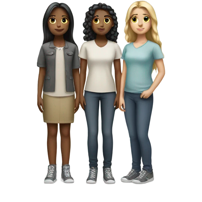 3 girls standing straight emoji