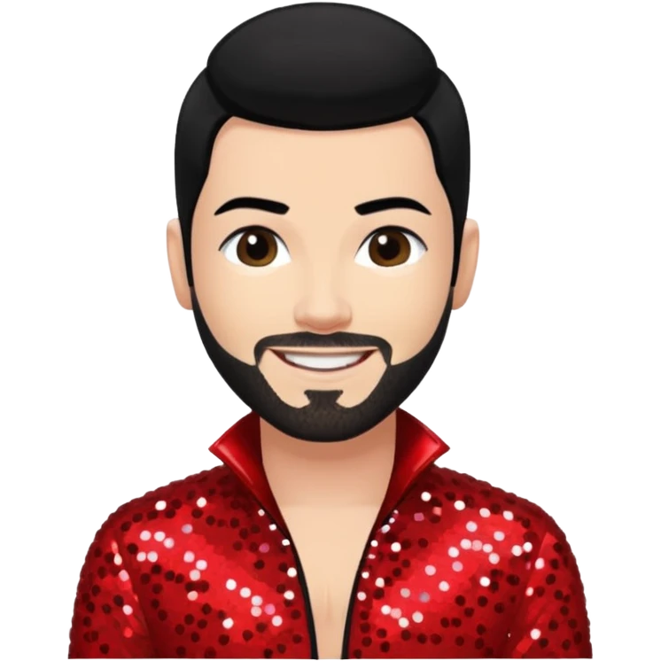 Shane Lynch from Boyzone with black hair, light skin, red sequin outfit emoji
