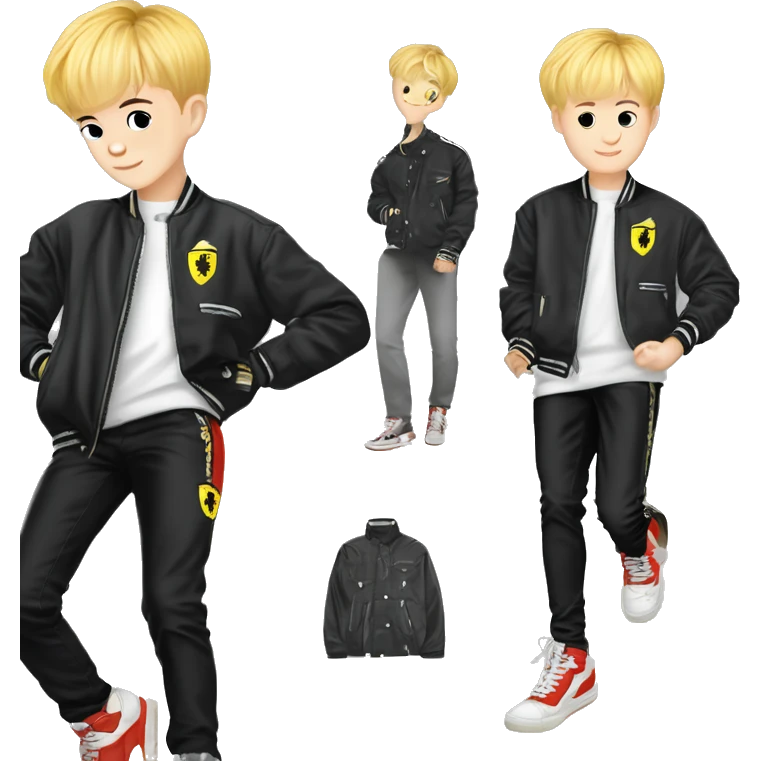 Kpop idol group nct dream name jeno wear a ferrari jacket  emoji