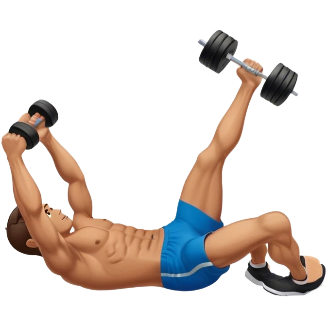 side-view of guy doing decline abdominal Crunches with sixpack emoji