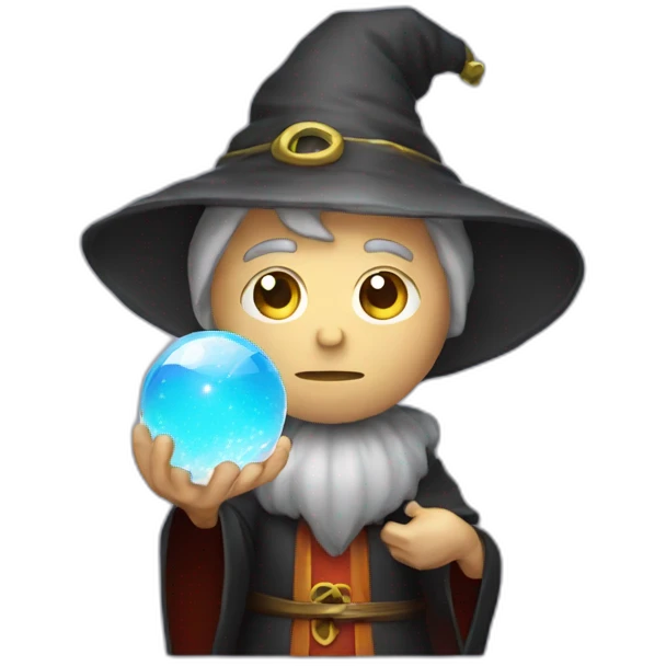 mage with thinking face holding crystal ball emoji