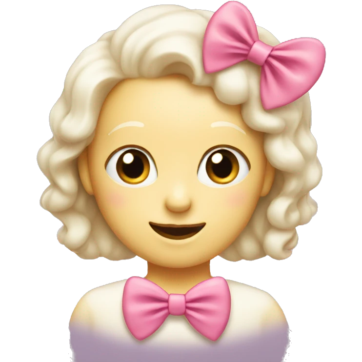Cream heart with pink bow emoji