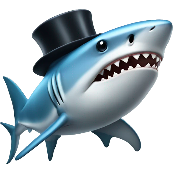 Shark with a top hat emoji