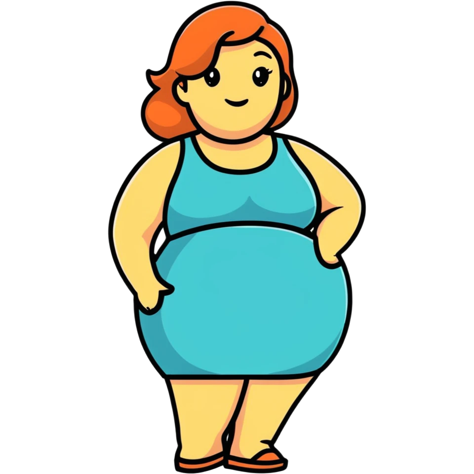 playful and friendly cartoon sticker of a confident, curvy woman emoji