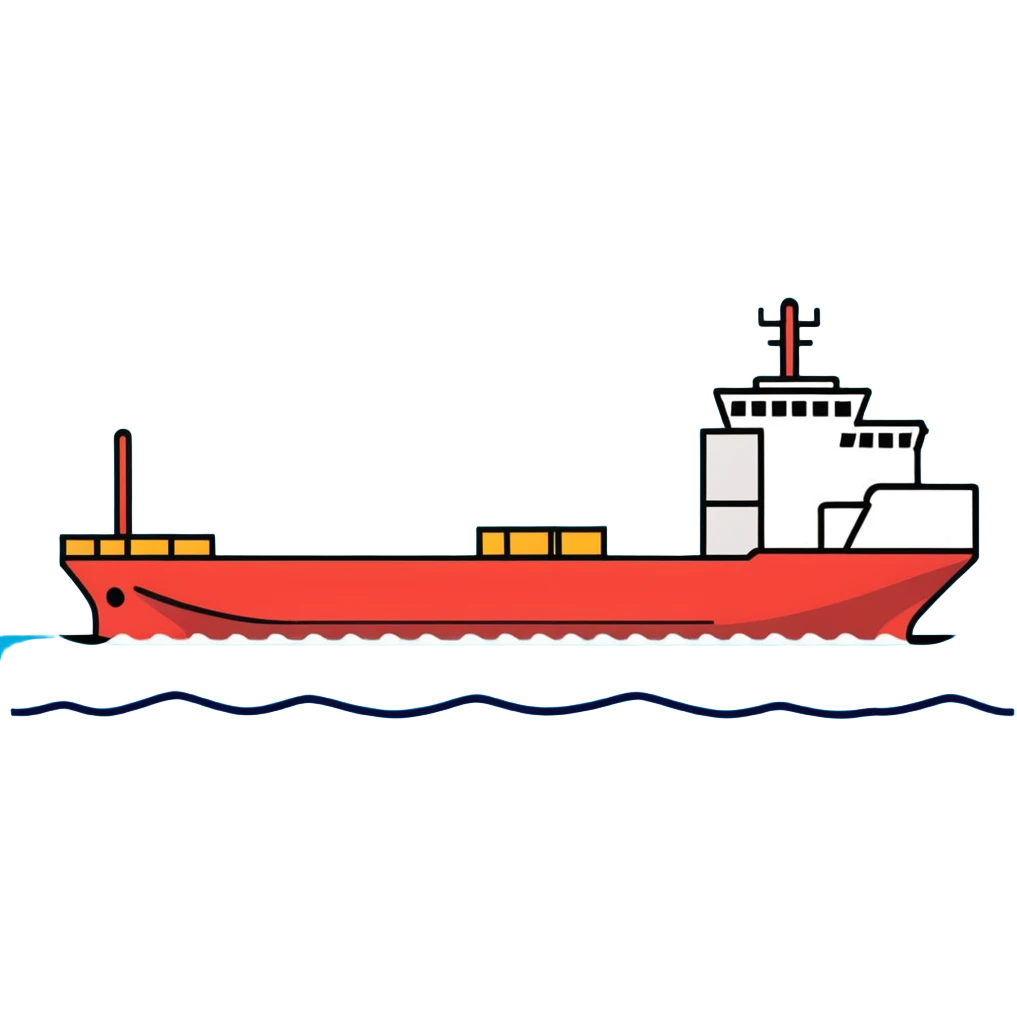 Cargo container ship in ocean emoji