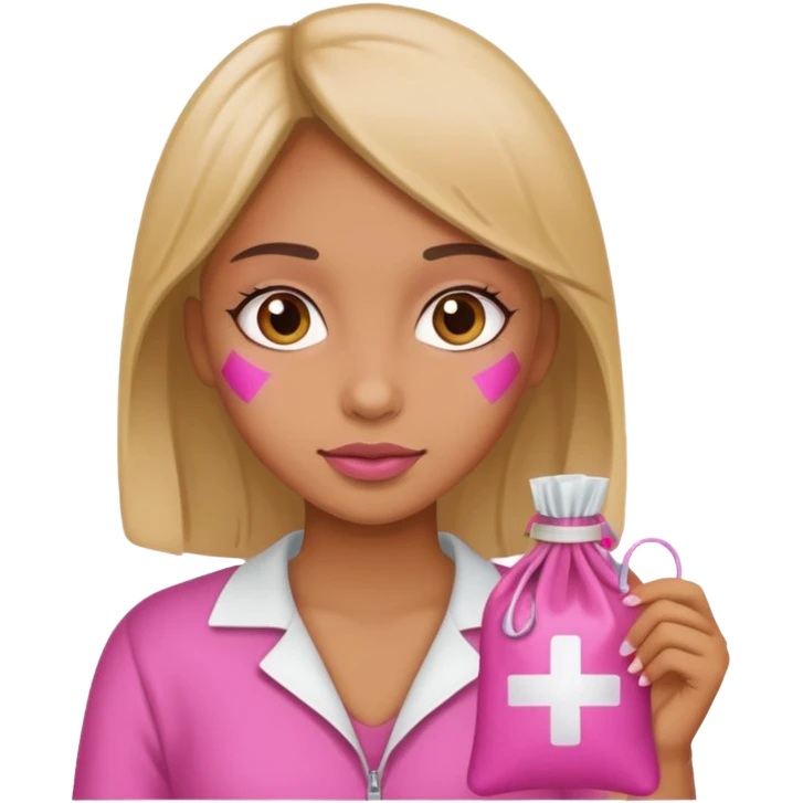 A girl with a pink drug bag emoji