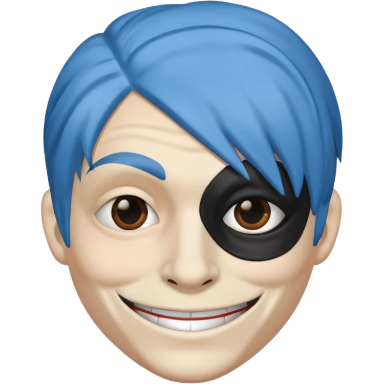 blue haired criminal with robber mask and smirk emoji