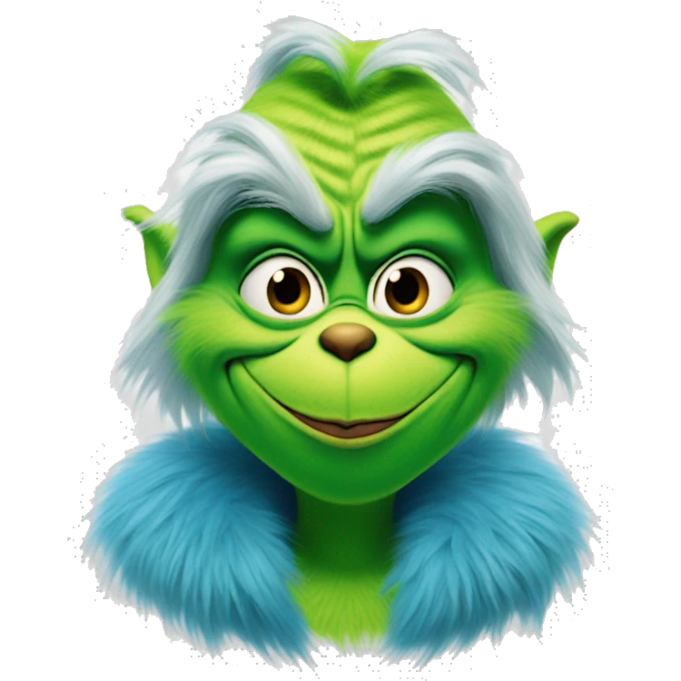 the grinch with blue fur with a smirk emoji