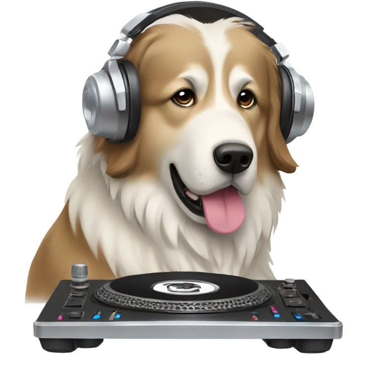 Brown Great Pyrenees being a DJ  emoji