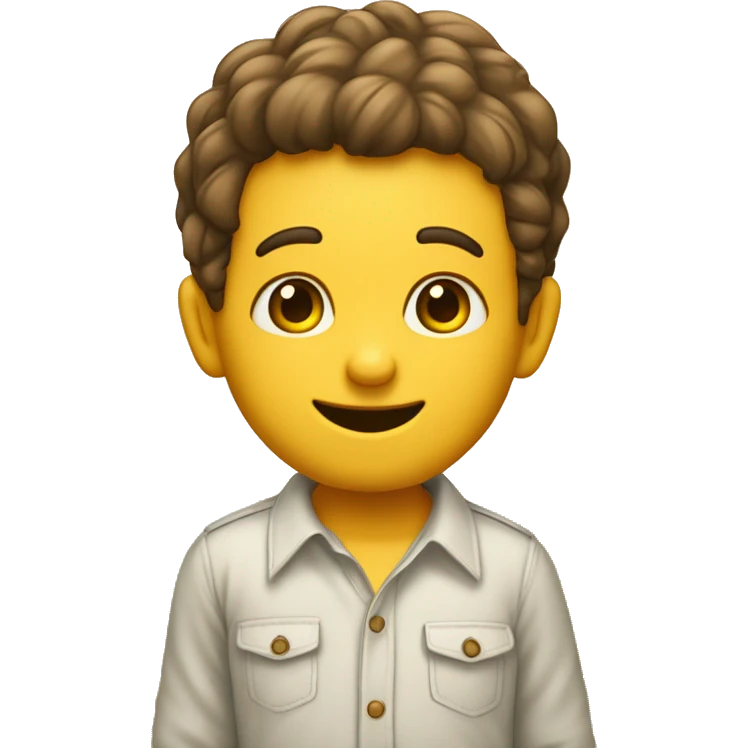 menino com olhos castanhos cabelo cor beje e camisa amarela emoji