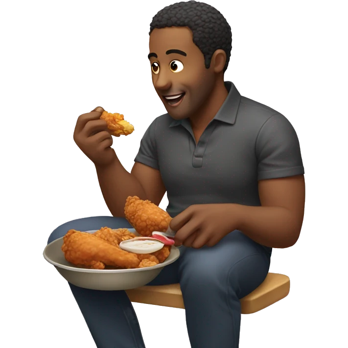 man eating fried chicken emoji