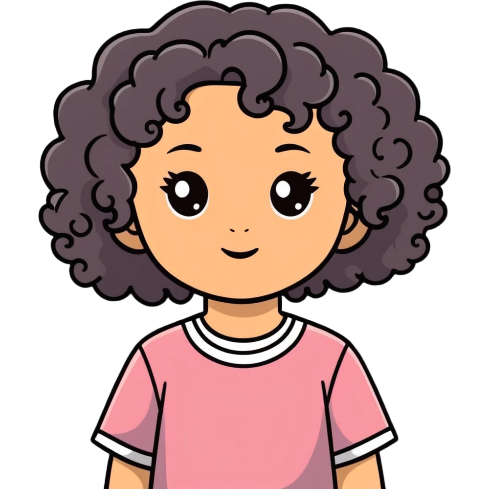 niña pequeña con el pelo rizado emoji