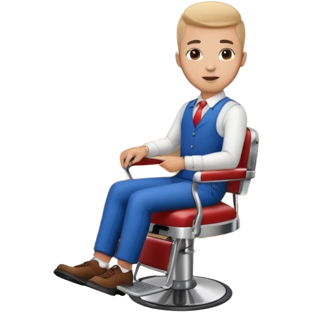 virtual assistant in a barber shop, sitting at a reception desk with barber tools emoji