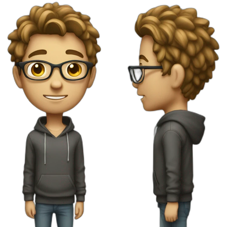A skinny boy with glasses and wearing a hoodie  emoji