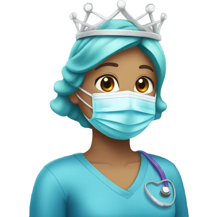 CRNA with surgical mask and tiara  emoji