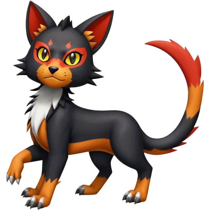 Cool edgy Torracat-Houndour-Litten-Digimon, full body emoji