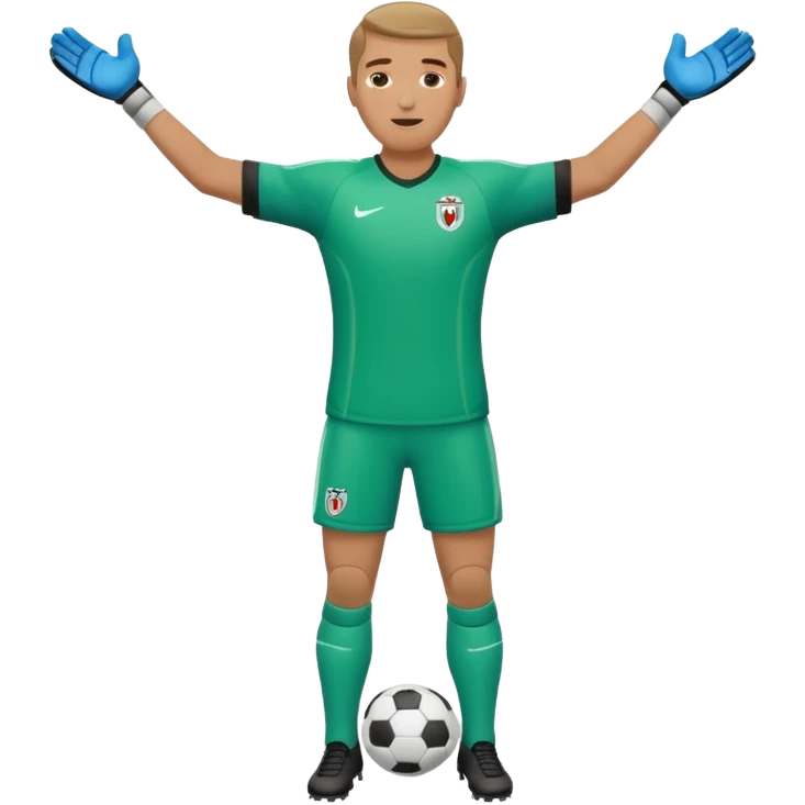 soccer goalkeeper full body and football boots arms out emoji