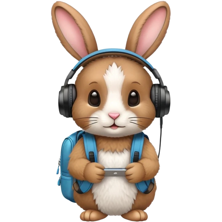 rabbit with headphones and backpack emoji