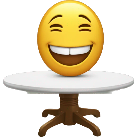 anthropomorphic table laughing emoji