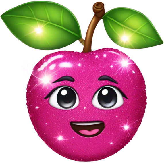 Hot pink cherries with glitter and crystals emoji