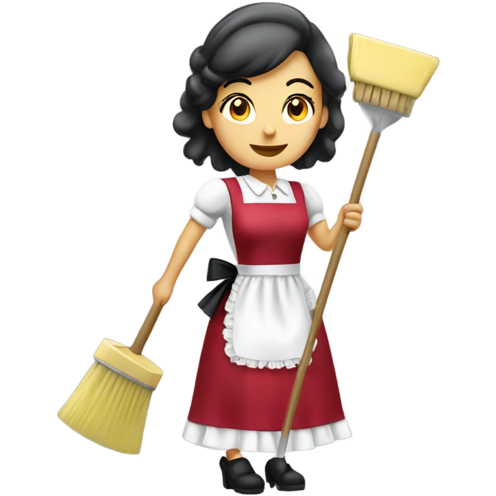 French maid cleaning house emoji