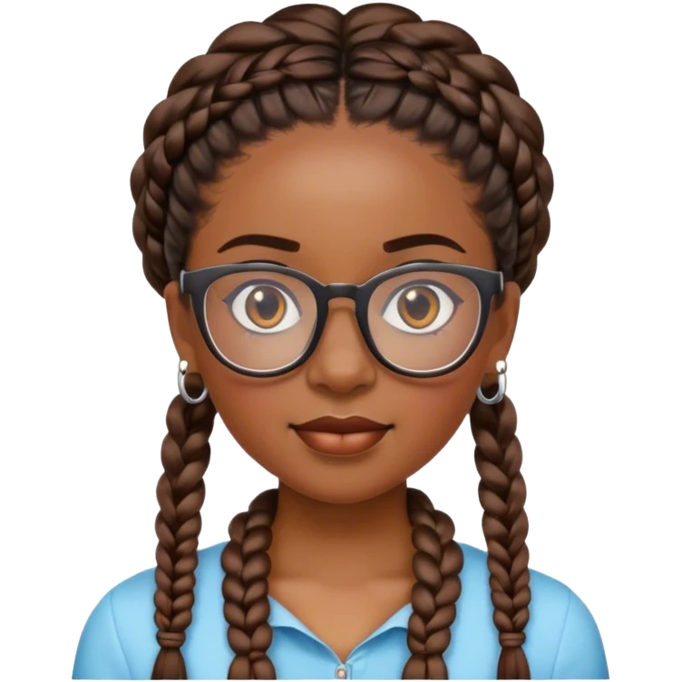 black girl with braids and glasses and good earrings emoji