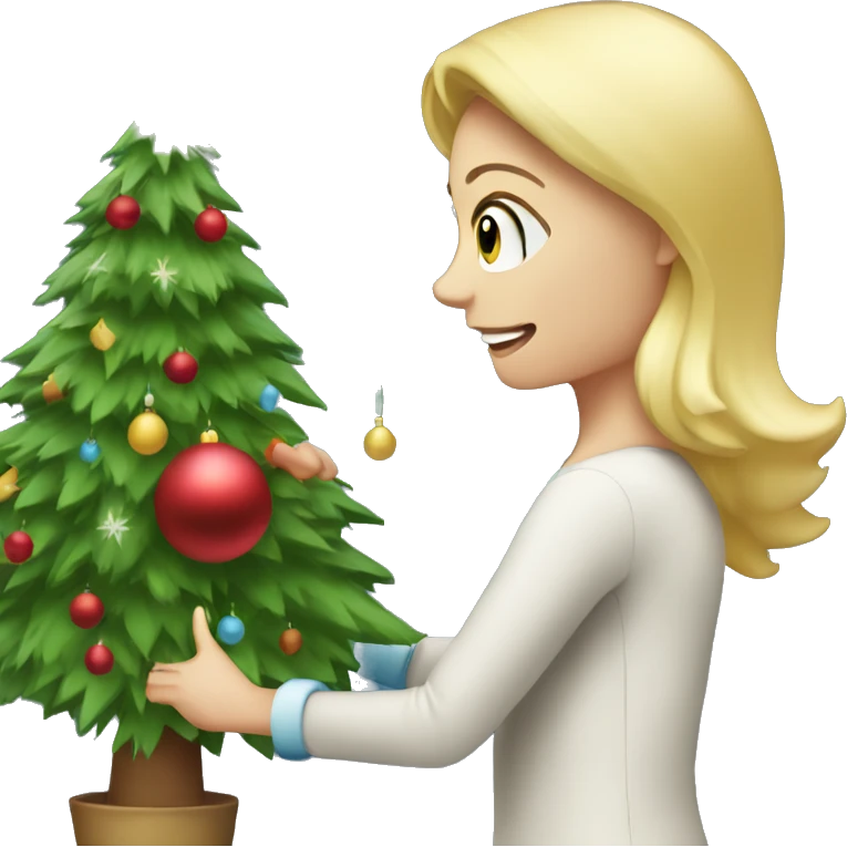 Blond white women decorating a Christmas tree emoji