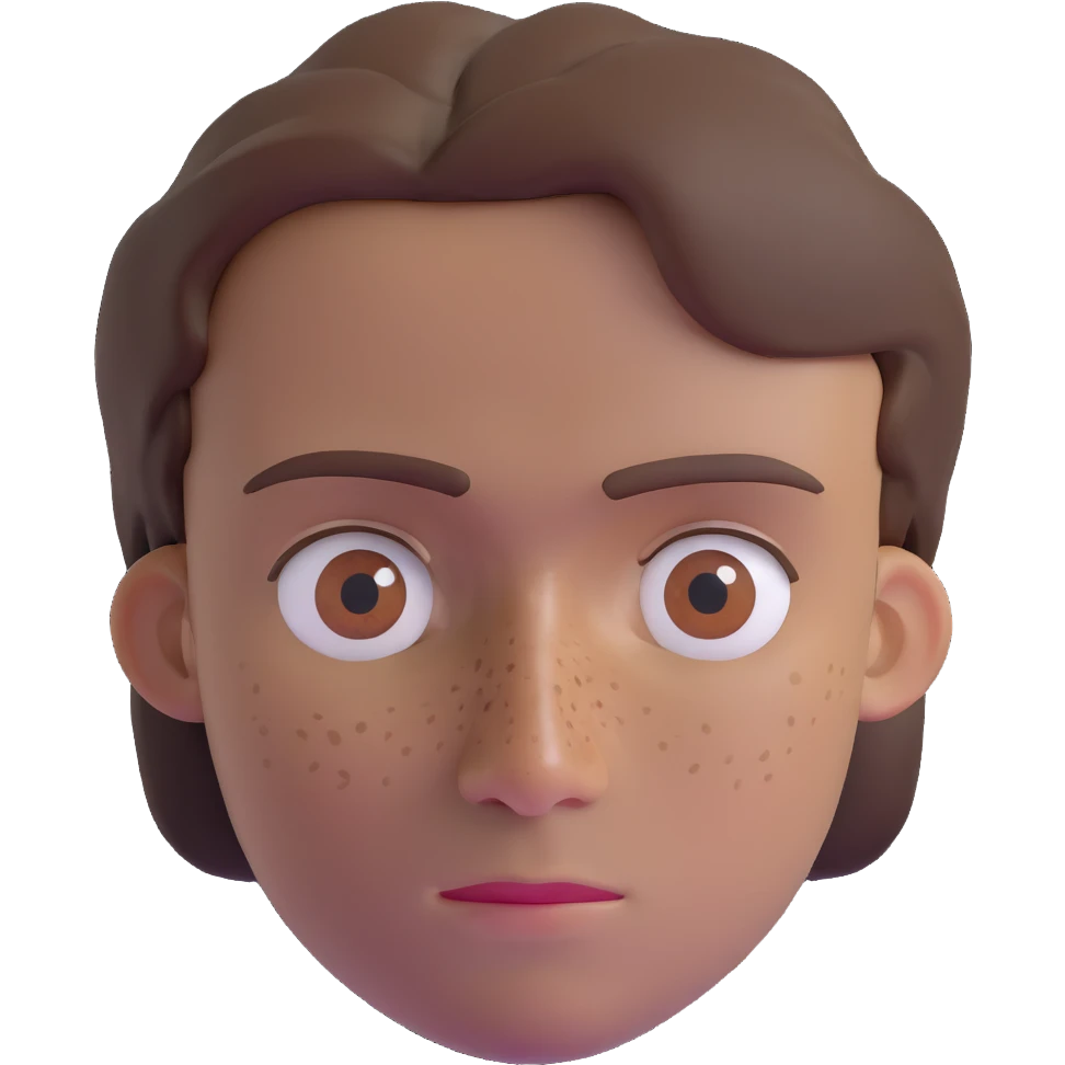 Polish man with medium length brown hair and freckles around his left eye emoji