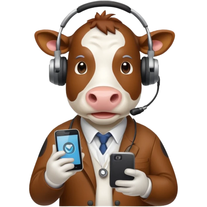 Создай итальянский мем корову связанную с телефоном emoji