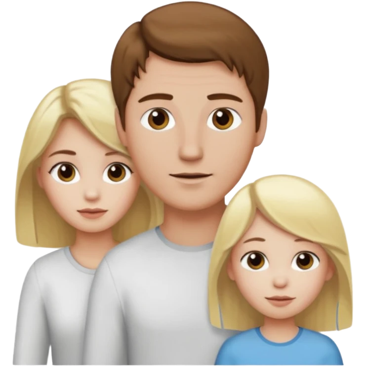 man with brown hair and white skin and woman with blonde hair and white skin couple with 1 kid with blonde hair and white skin emoji