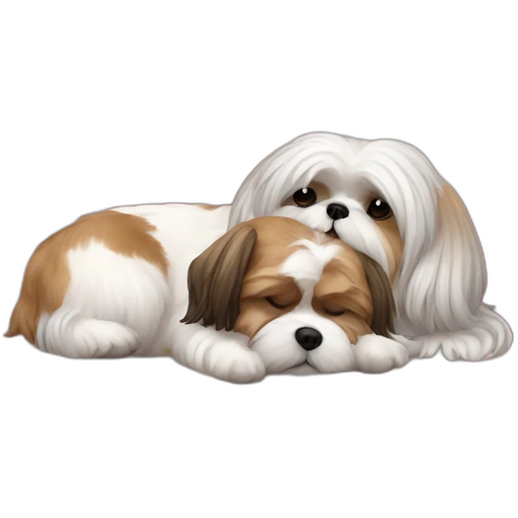 Shih tzu dog and human lady sleeping on couch emoji