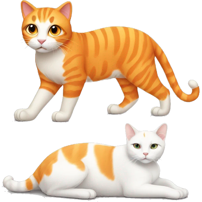 One orange big cat - and- one small white cat emoji