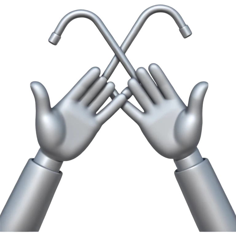 Apple-style 3D emoji showing two cartoon hands bending a thin metal or plastic rod, with small motion lines around the center to show tension and bending force, dynamic and expressive design, no background. emoji