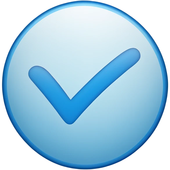 a small, blue checkmark inside a circular blue background. The checkmark is white, simple, and slightly curved with sharp edges. The circle is solid blue, and the checkmark is centered within the circle. emoji