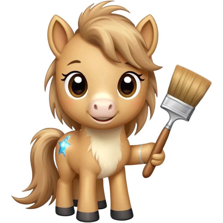 happy pony with a brush and sparkles emoji
