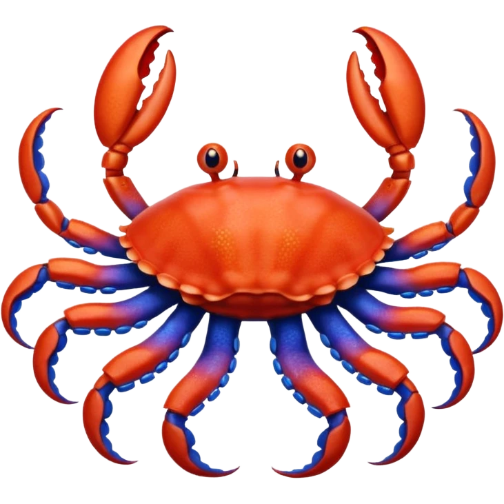 a red crab with two claws and a blue octopus are friends emoji