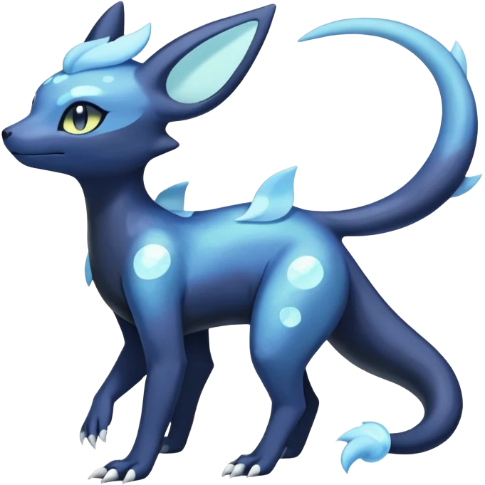 Shiny icy iridescent Pastel Nebulae Salandit-Meowstic-Umbreon-Fakémon-hybrid-creature (full body)  emoji