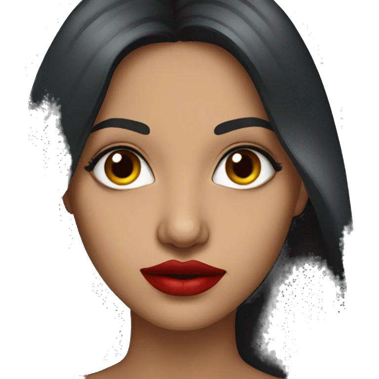 professional indian beautiful woman with dark long hair, red lip, big eyes emoji