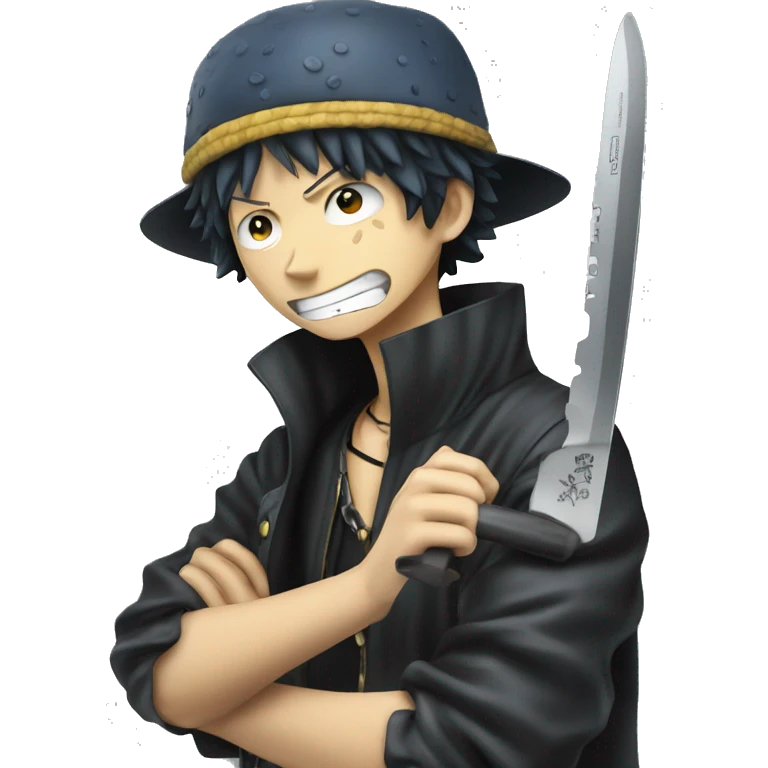 Trafalgar D. Water Law in ONE PIECE with a knife emoji