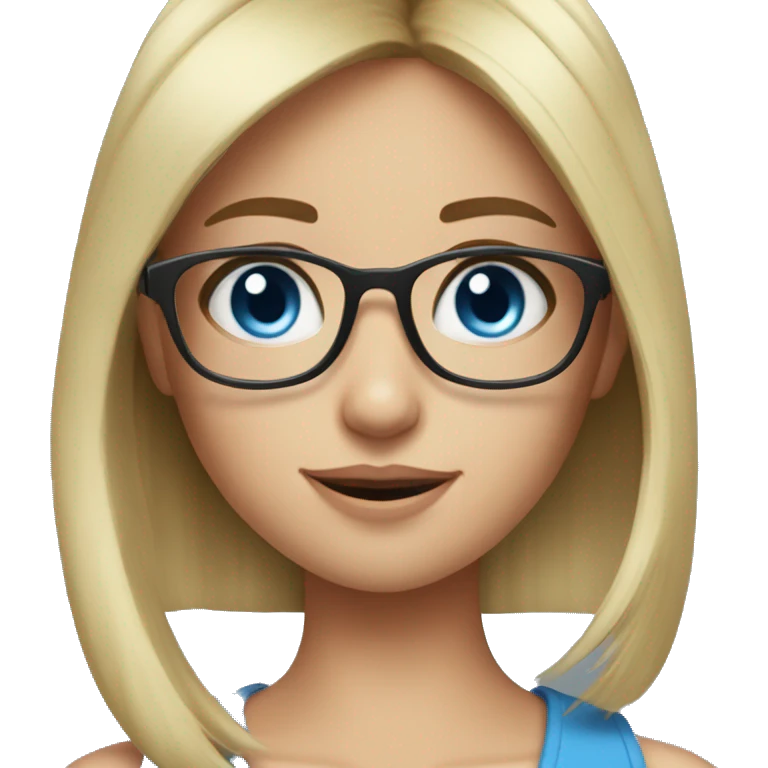 Please take off the glasses and give the girl bangs and blue eyes emoji