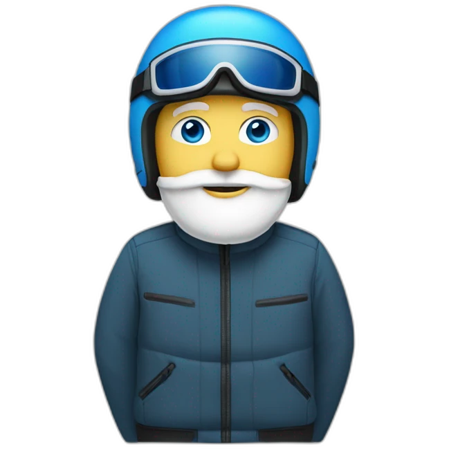 fifty white Man white beard shaved hair blue eyes skier emoji
