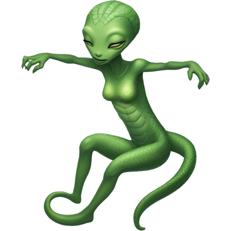 a Reptilian alien woman, full body, sleeping emoji