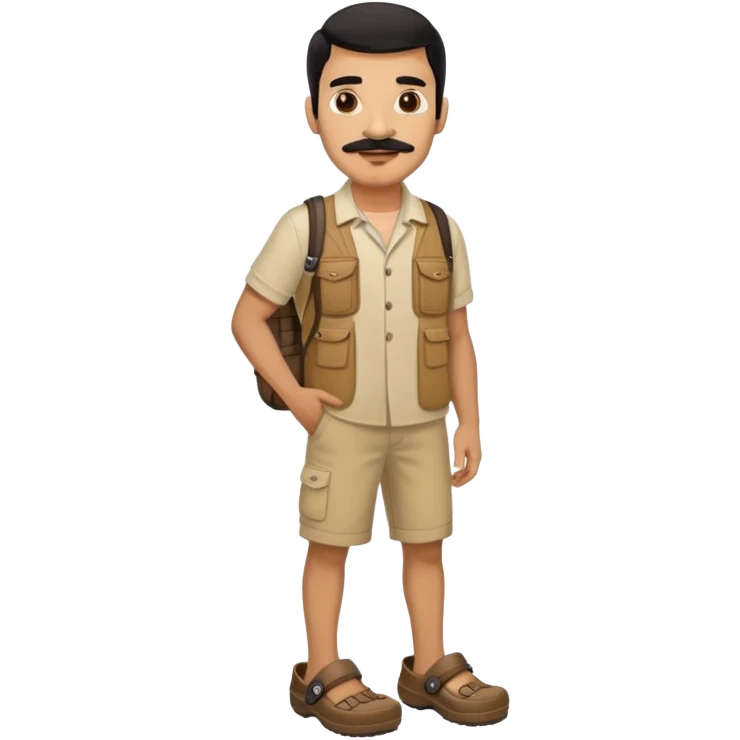 Man in crocs light brown with black hair and mustache  emoji