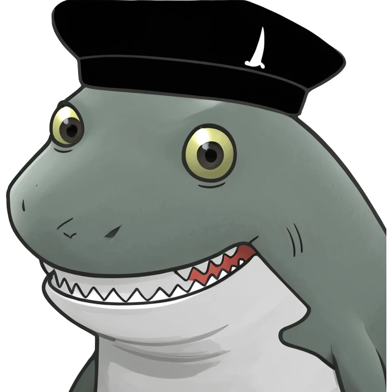 Shark with a top hat emoji