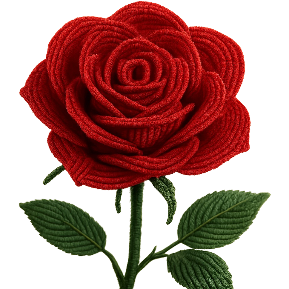 french beaded red rose, intricate glass beads, elegant, realistic, close-up, no background, focus on the flower emoji